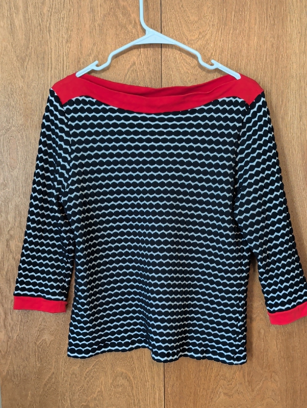 Ruby Rd. Blue & Red Boatneck Long Sleeve Top